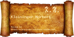 Kleininger Norbert névjegykártya